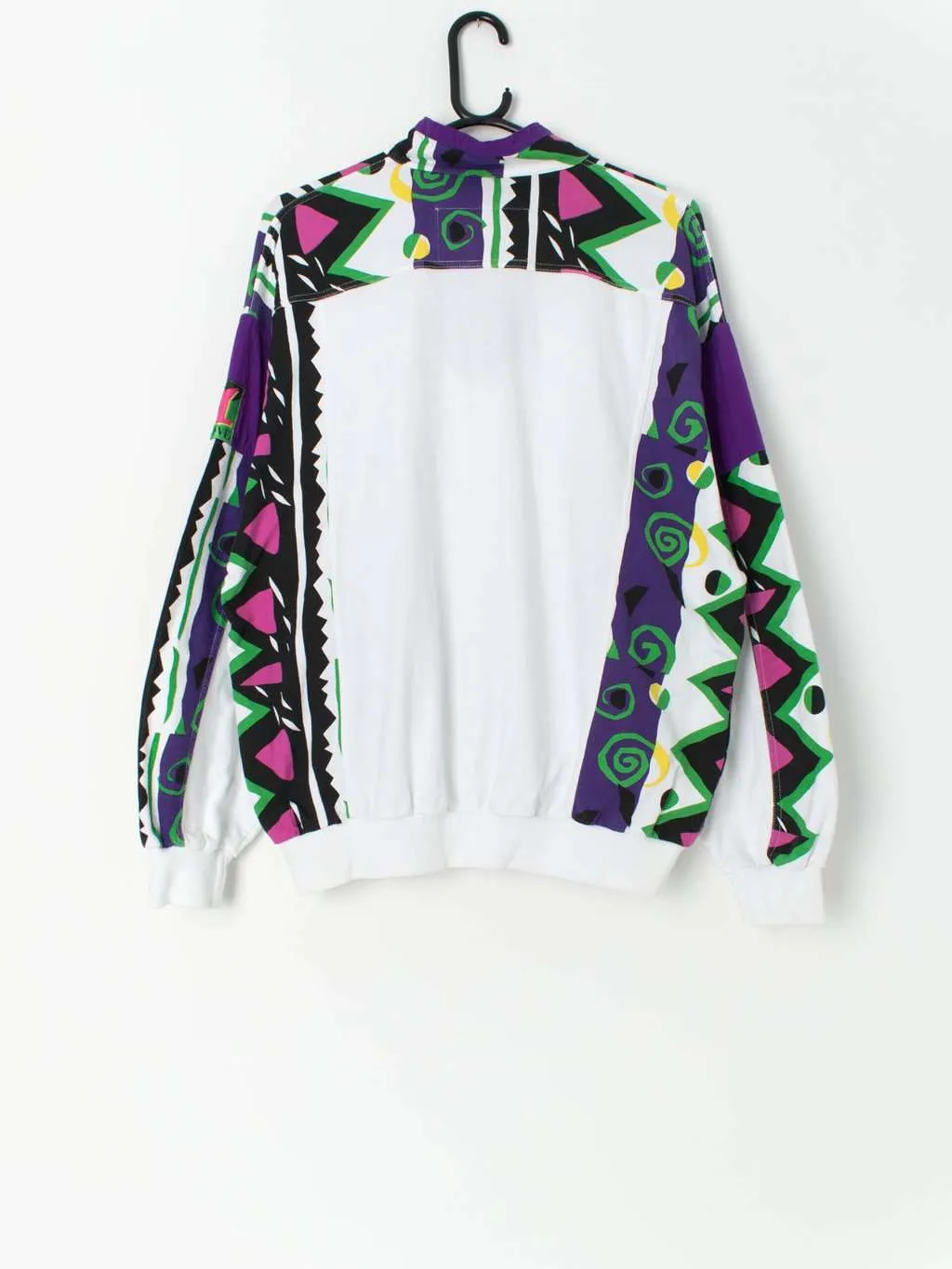 1980s sweatshirt with quarter zip and loud crazy abstract print – Medium / Large