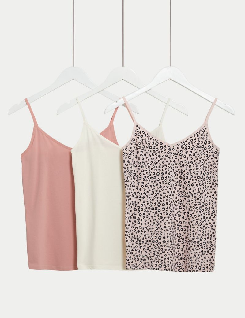 3pk Cotton Rich Strappy Vests