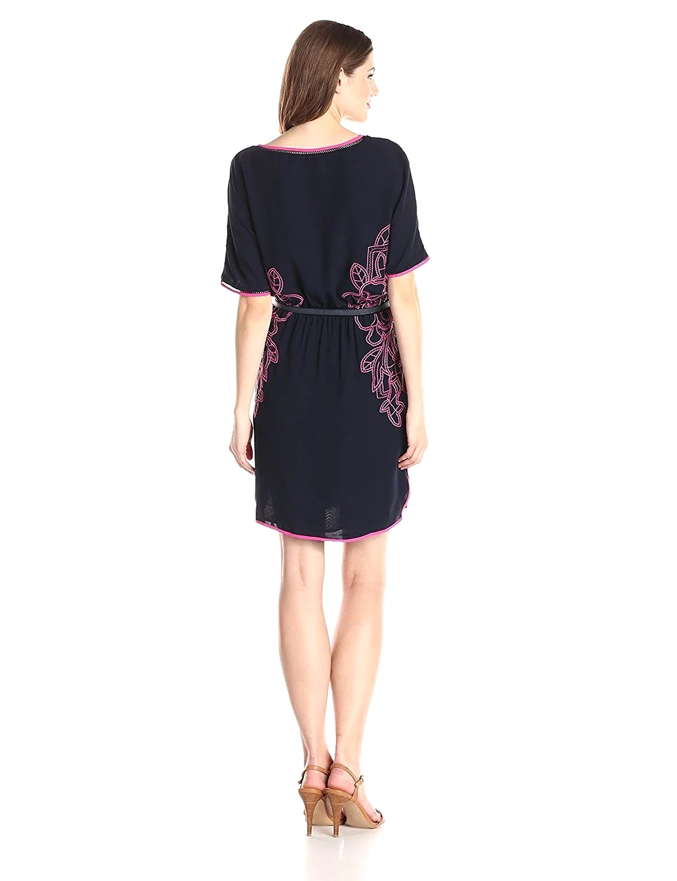 Adrianna Papell - 16PD79730 Embroidered Bateau Neck Column Dress