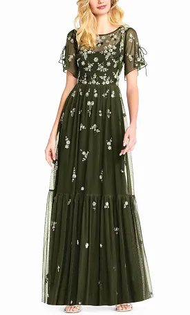 Adrianna Papell AP1E202943 - Floral Embroidered Full Length Dress