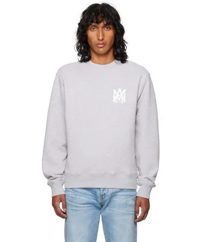 Amiri Gray MA Core Logo Crew Sweatshirt