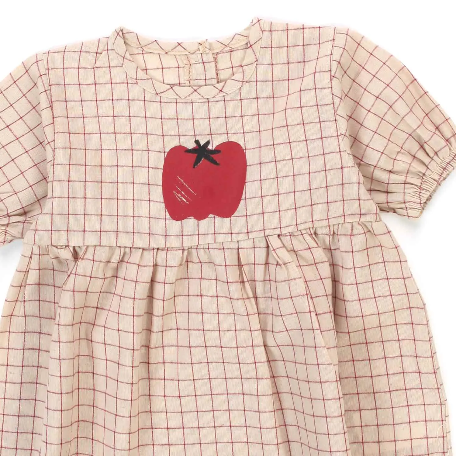 Aventiquattrore Beige Checked Mini Dress For Baby Girl