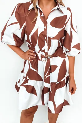 Ayden Mini Dress Mocha White Swirl