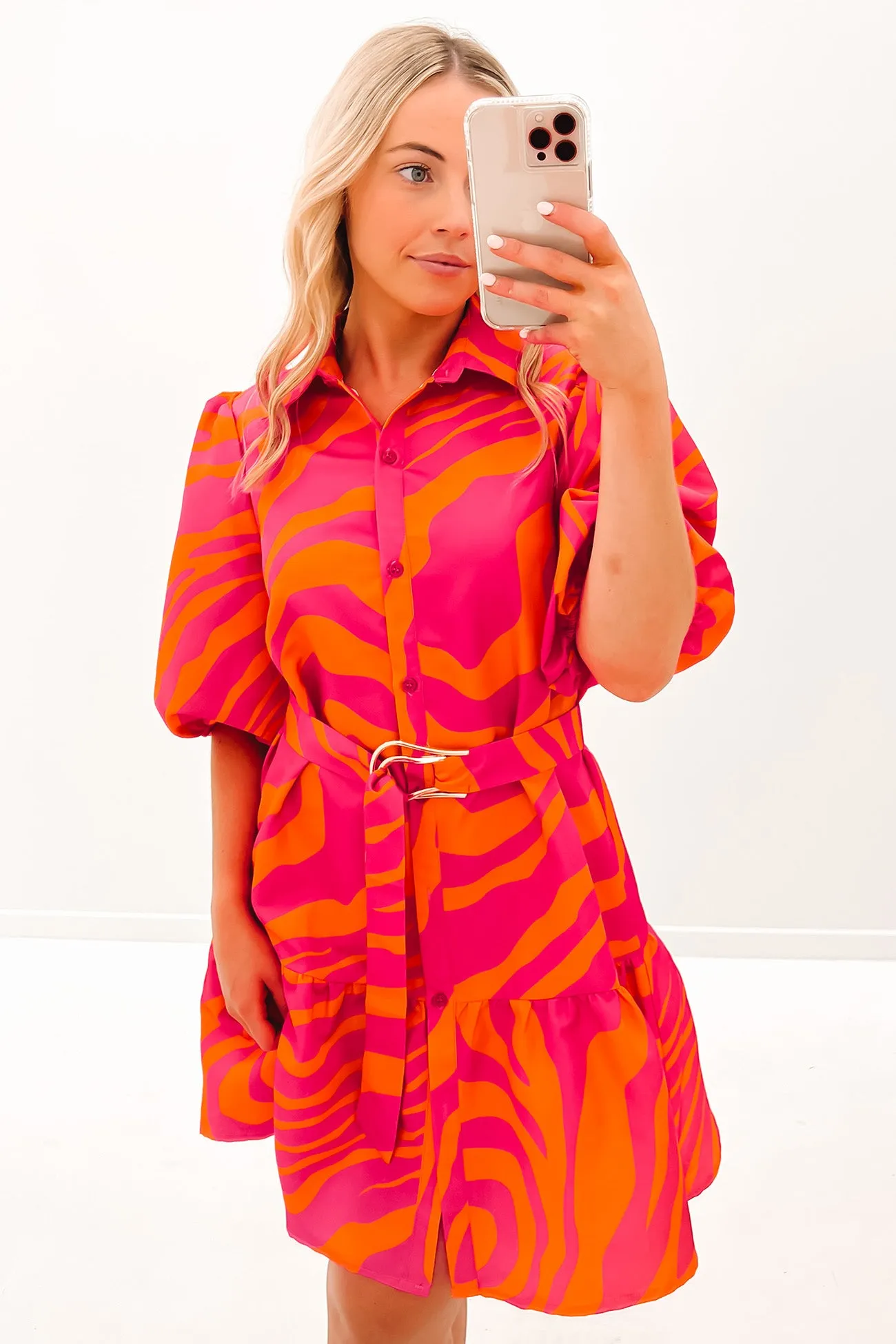 Ayden Mini Dress Zebra Pink Orange