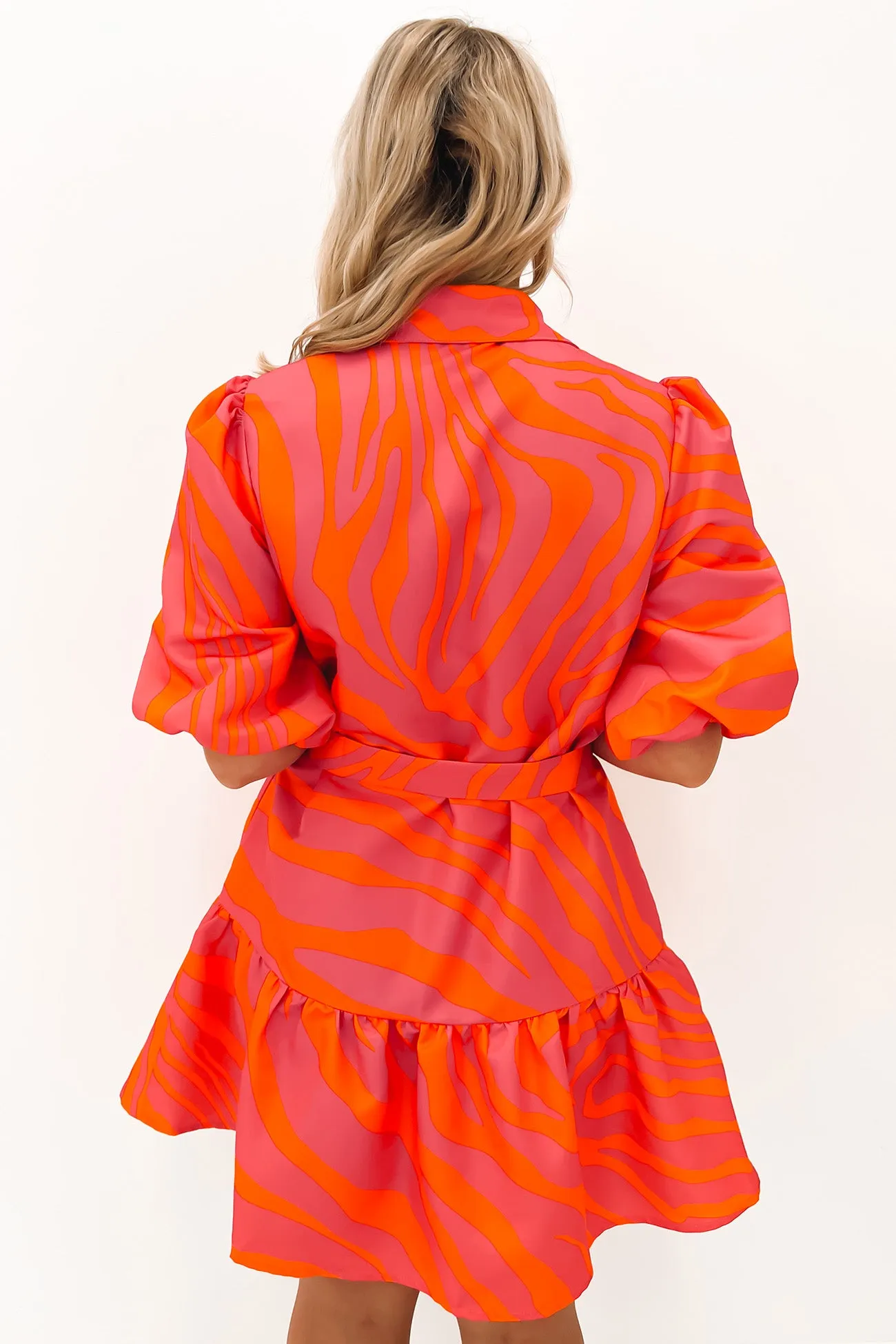 Ayden Mini Dress Zebra Pink Orange