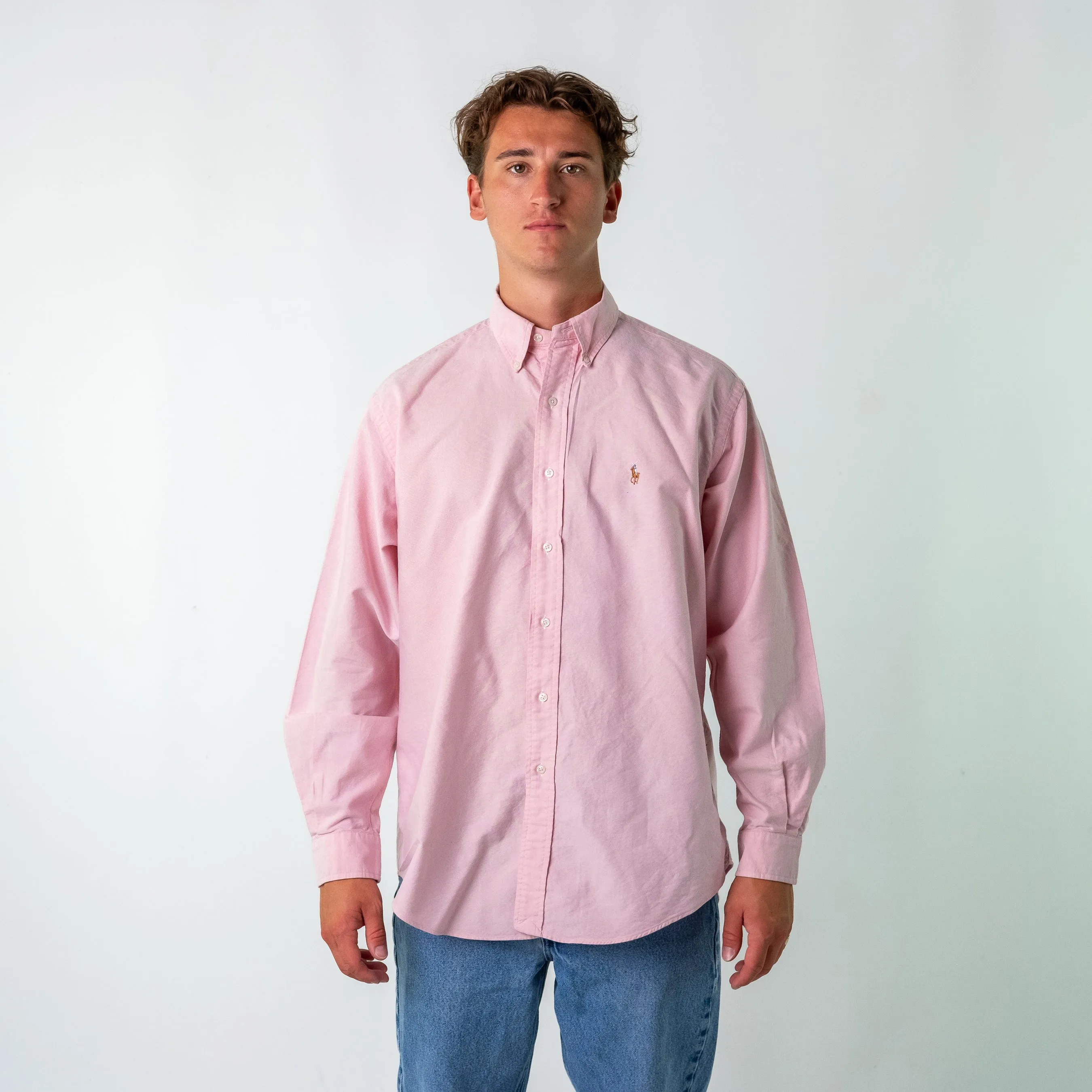 Baby Pink 90s Polo Ralph Lauren Longsleeve Casual Shirt (L)