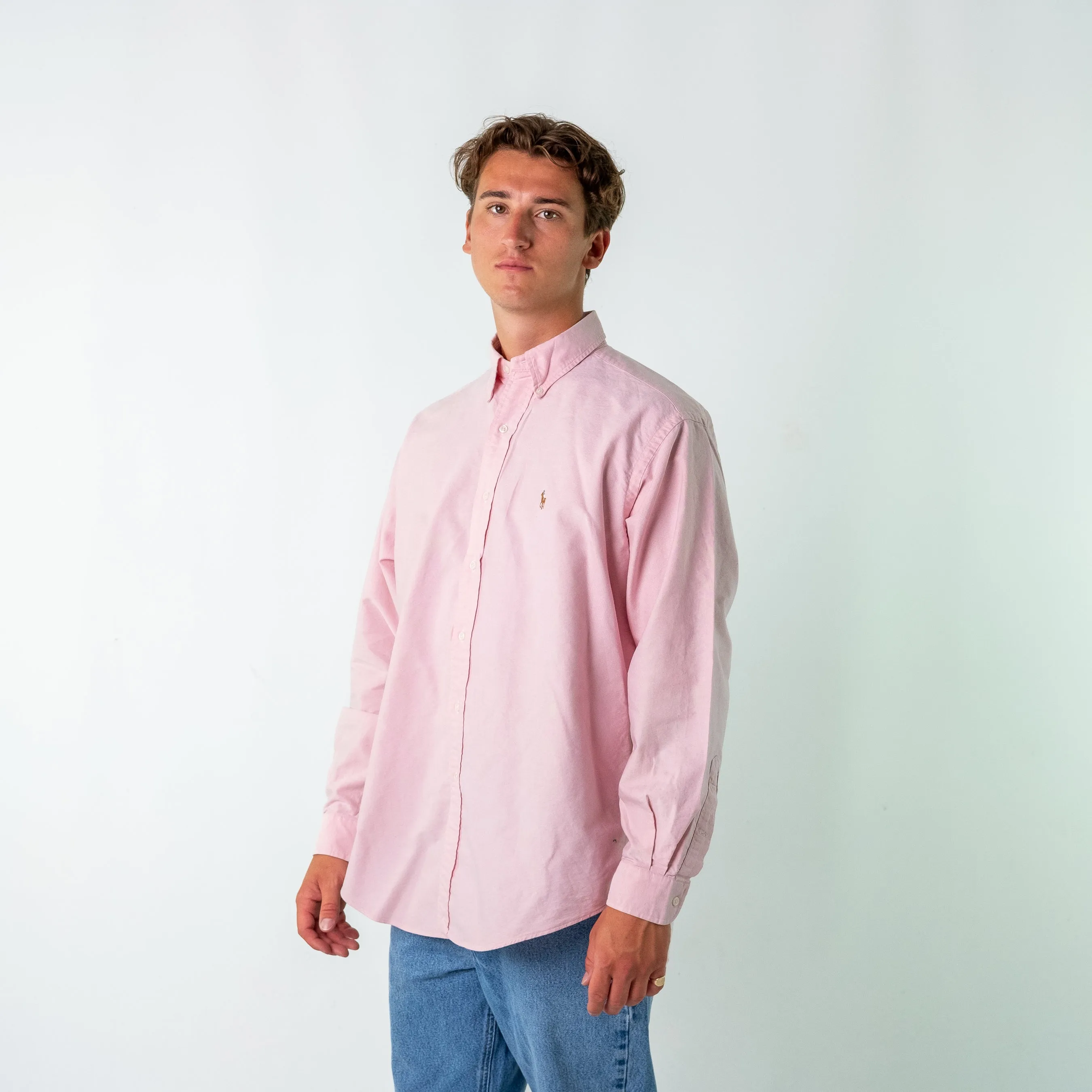 Baby Pink 90s Polo Ralph Lauren Longsleeve Casual Shirt (L)