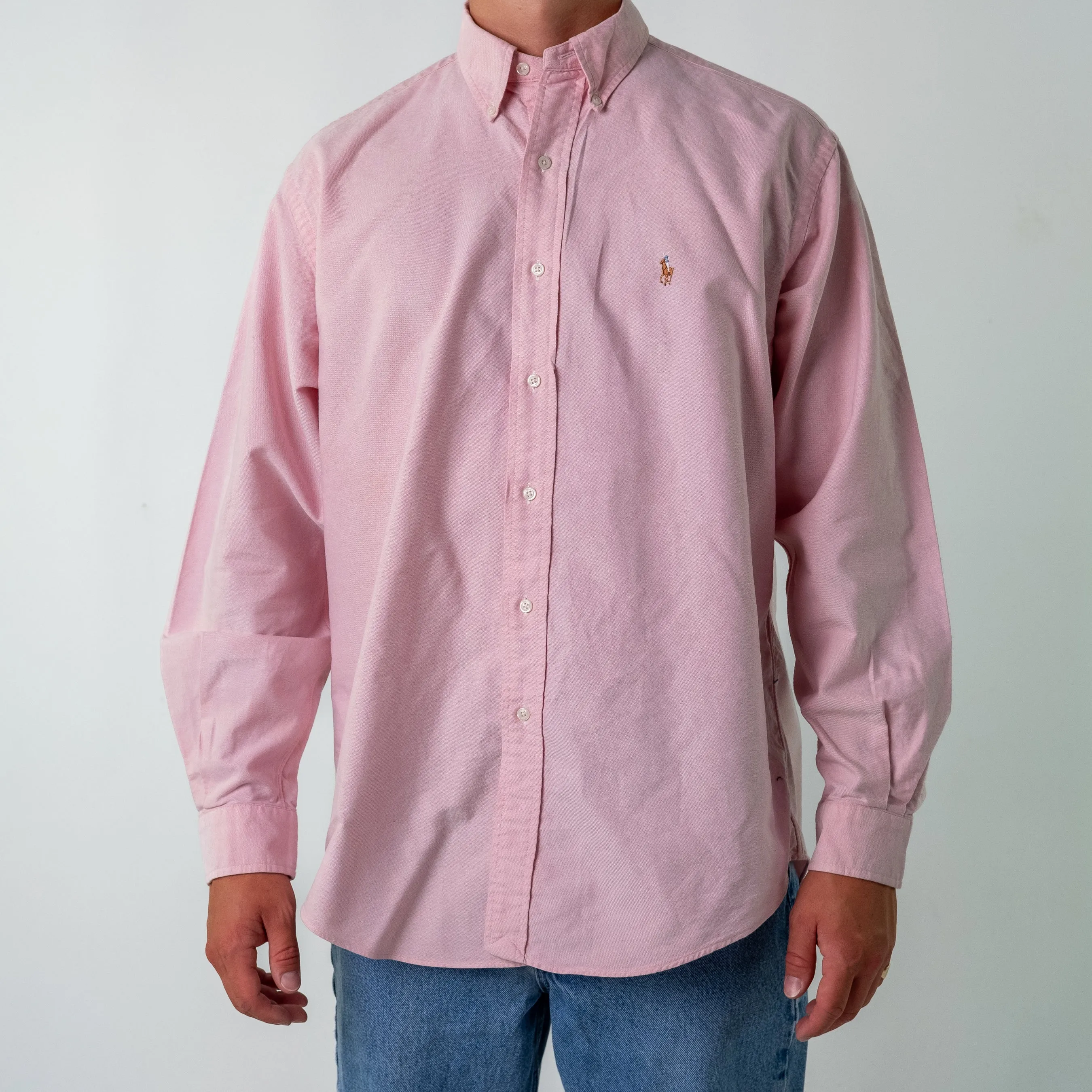 Baby Pink 90s Polo Ralph Lauren Longsleeve Casual Shirt (L)