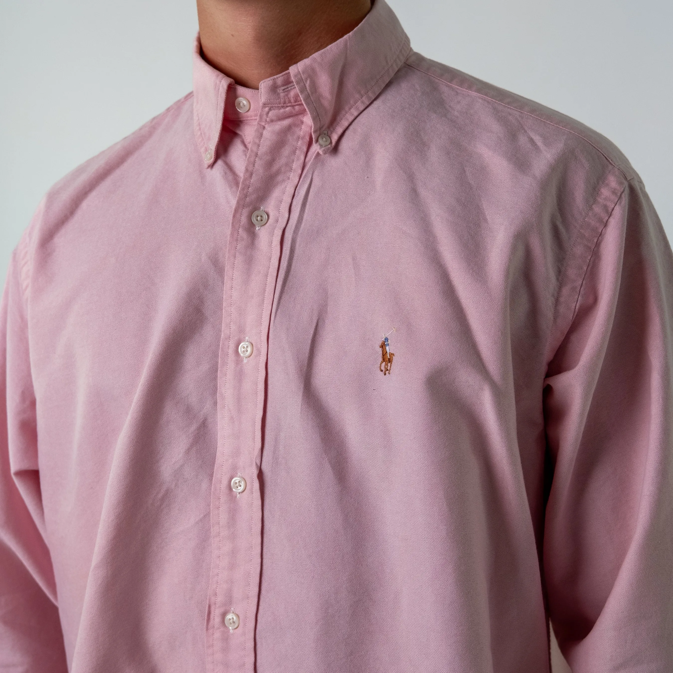 Baby Pink 90s Polo Ralph Lauren Longsleeve Casual Shirt (L)