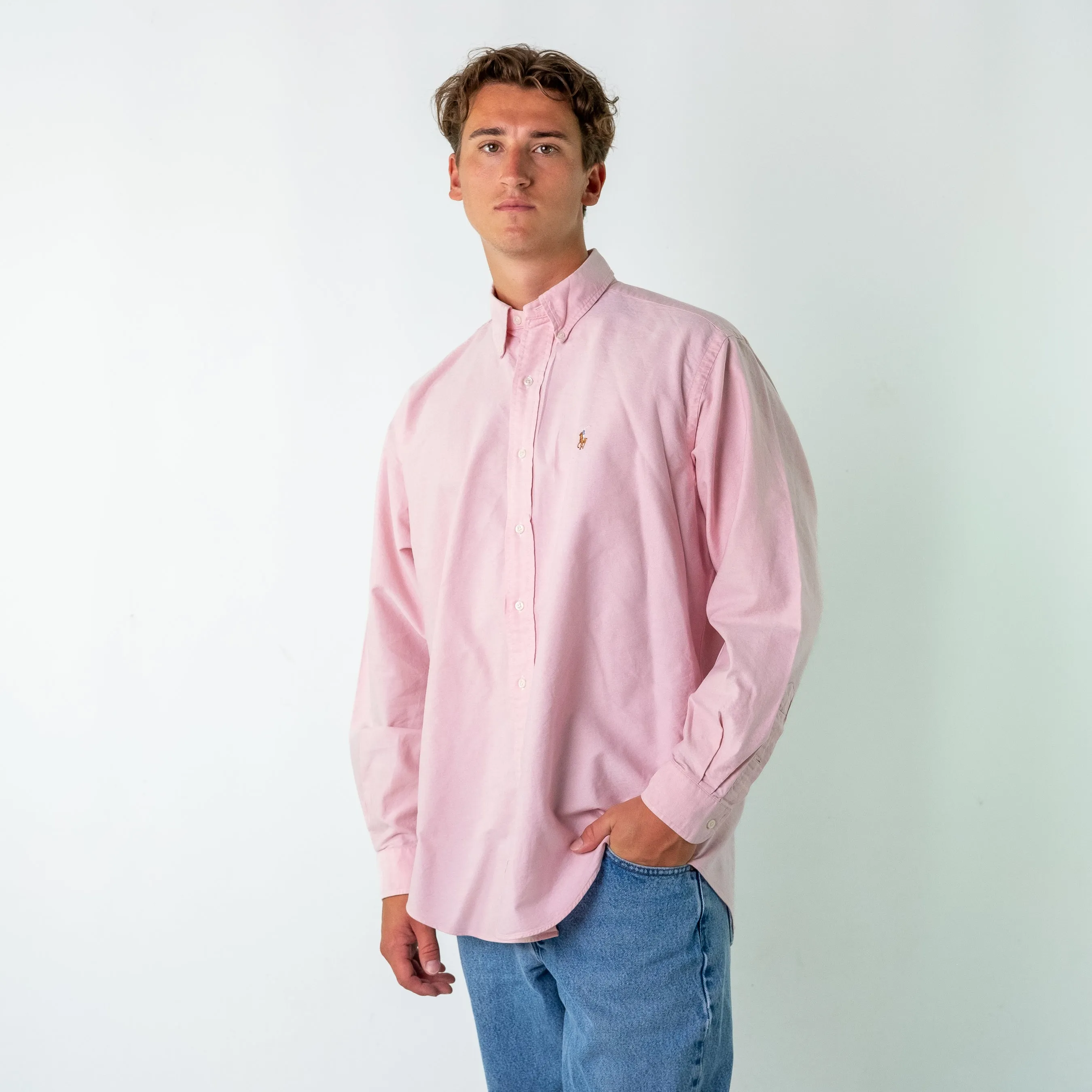 Baby Pink 90s Polo Ralph Lauren Longsleeve Casual Shirt (L)