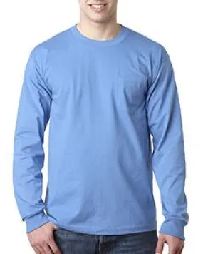 Bayside Adult Long-Sleeve Tee With Pocket BA8100 Carolina Blue