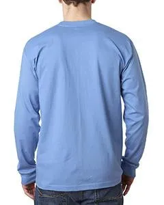 Bayside Adult Long-Sleeve Tee With Pocket BA8100 Carolina Blue