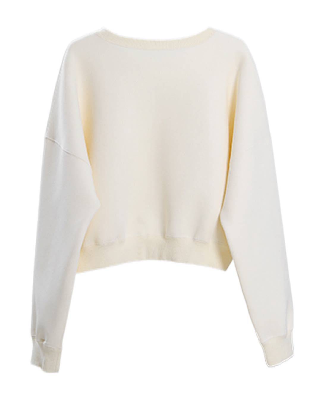 Beige Knit Loose Belted Sweatshirt