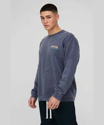 boohoo Mens Oversized Official Landscape Washed Sweatshirt