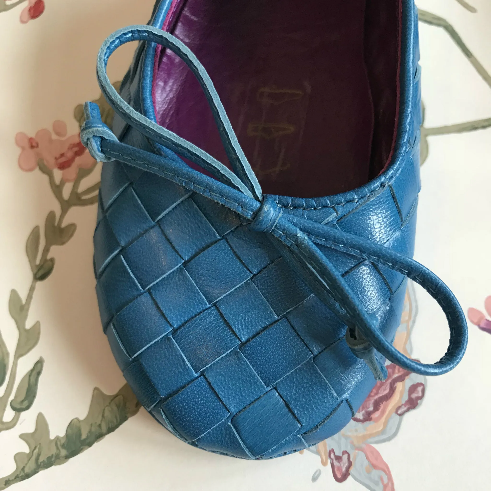 Bottega Veneta Blue Baby Ballet Pumps: Size 19