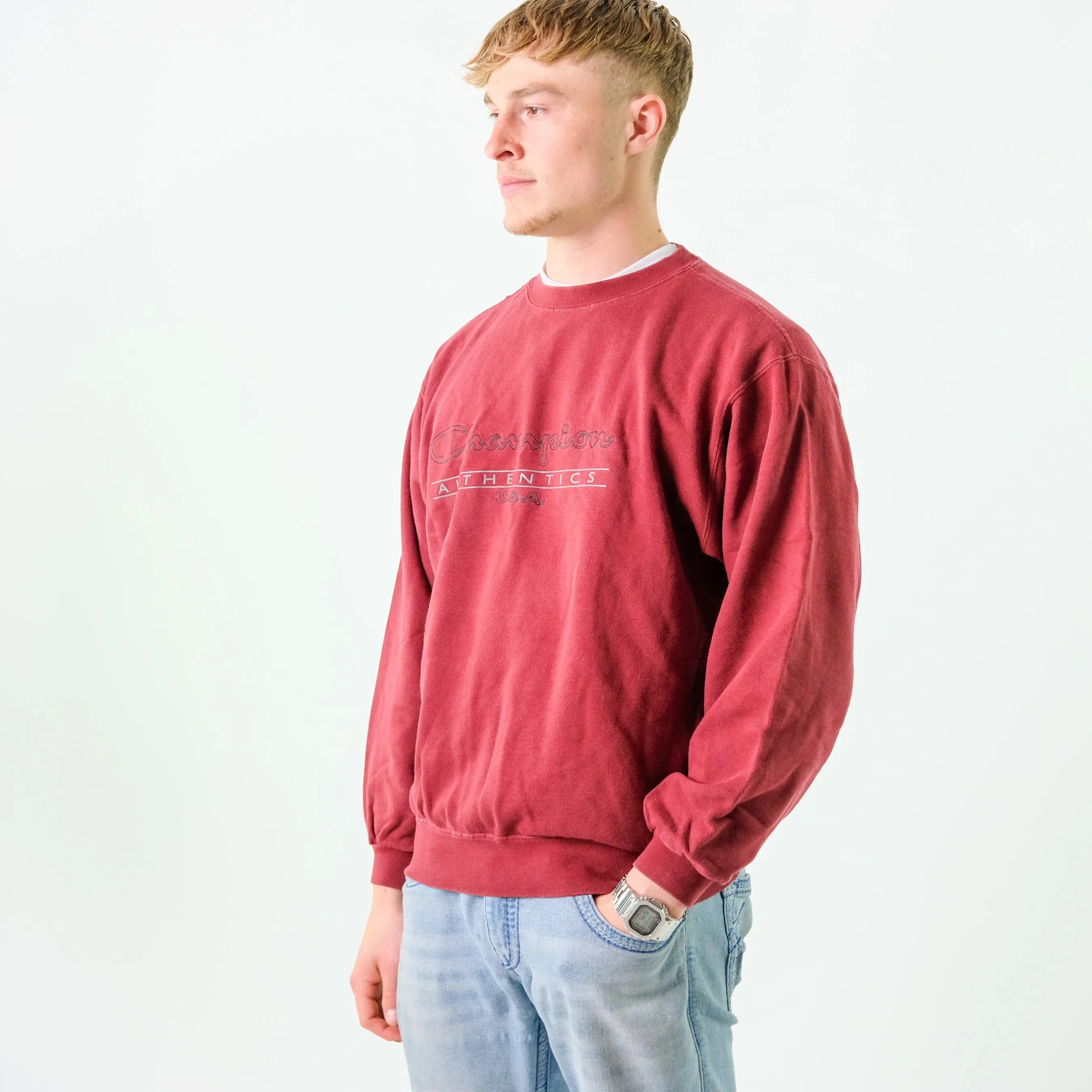 Burgundy Red y2ks Champion Sweatshirt (L)