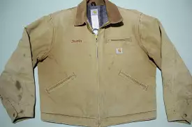 Carhartt J01 BRN Detroit Brown Duck Cotton Blanket Lined Jacket 44 Regular L USA