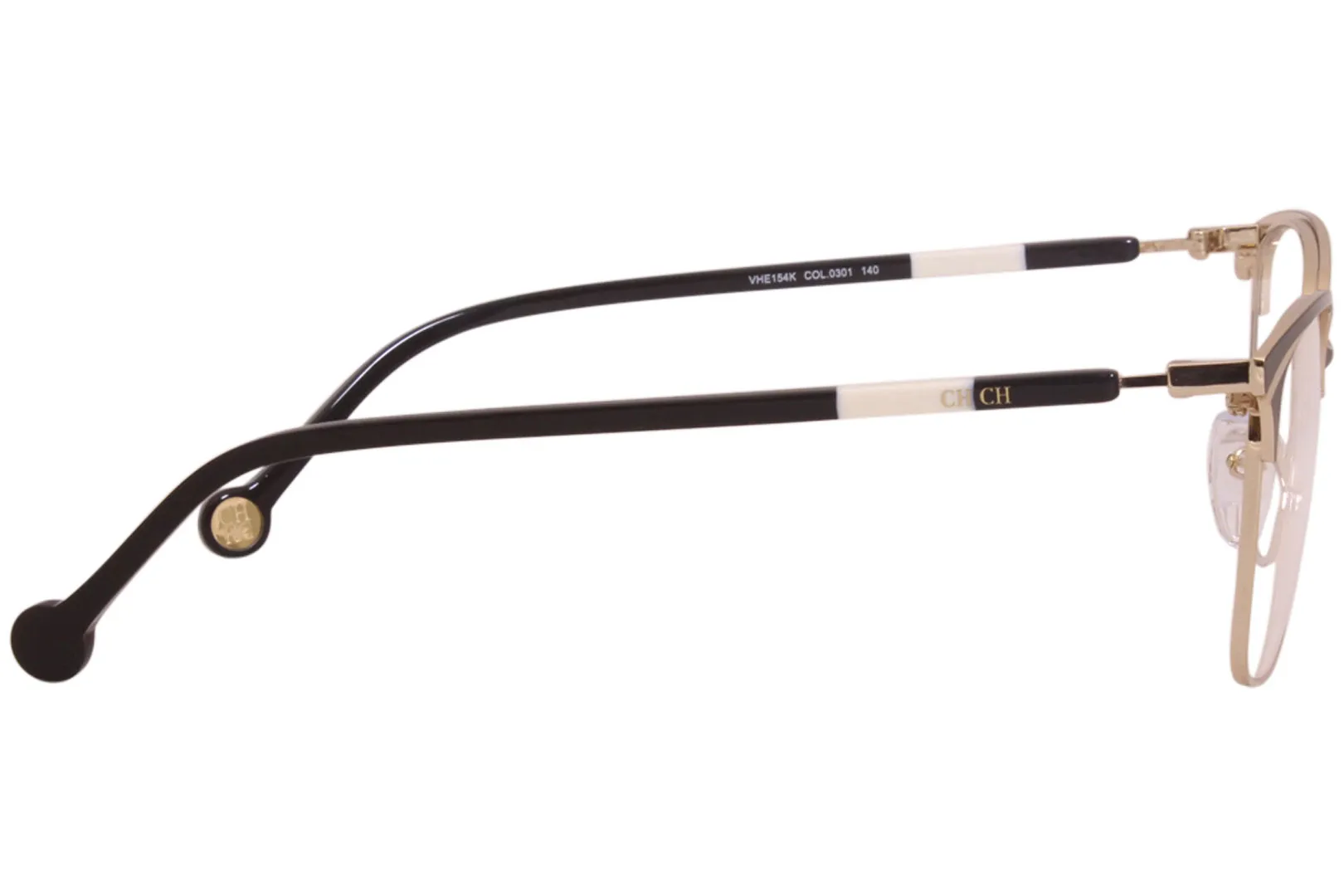 Carolina Herrera Eyeglasses VHE154K 0301 Black/Gold/White 55-15-140mm