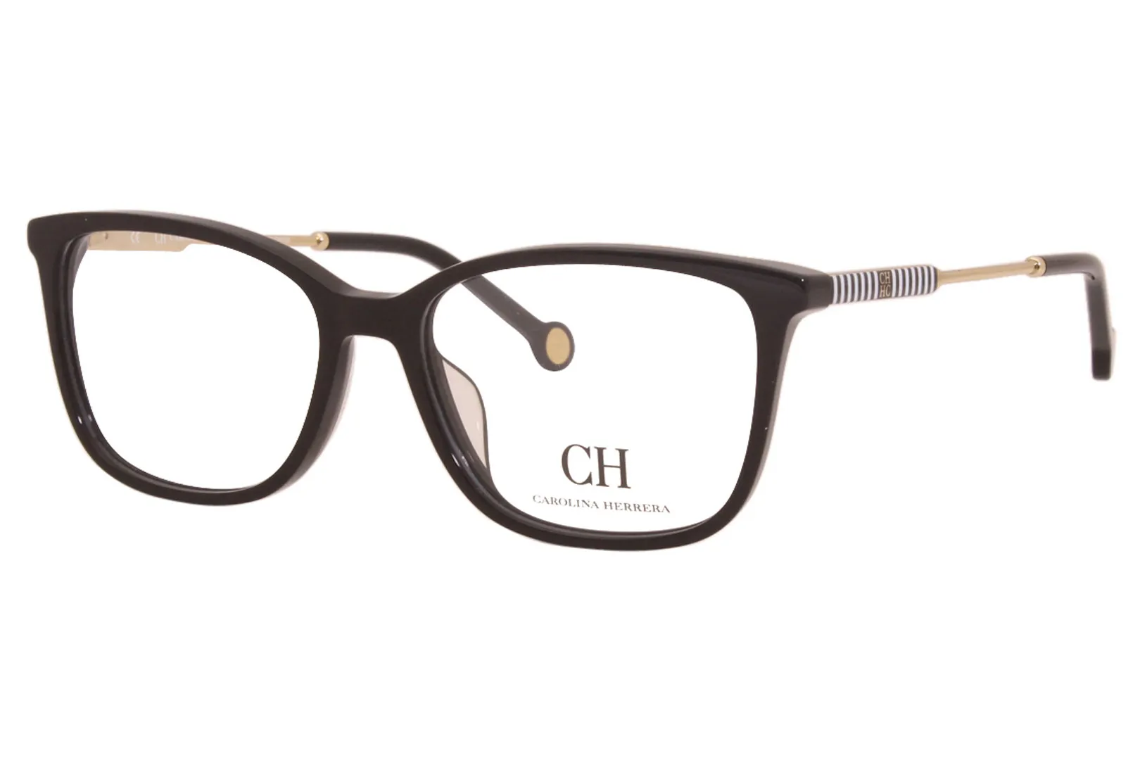 Carolina Herrera Eyeglasses VHE816K 0700 Black/Gold/White 53-16-135mm