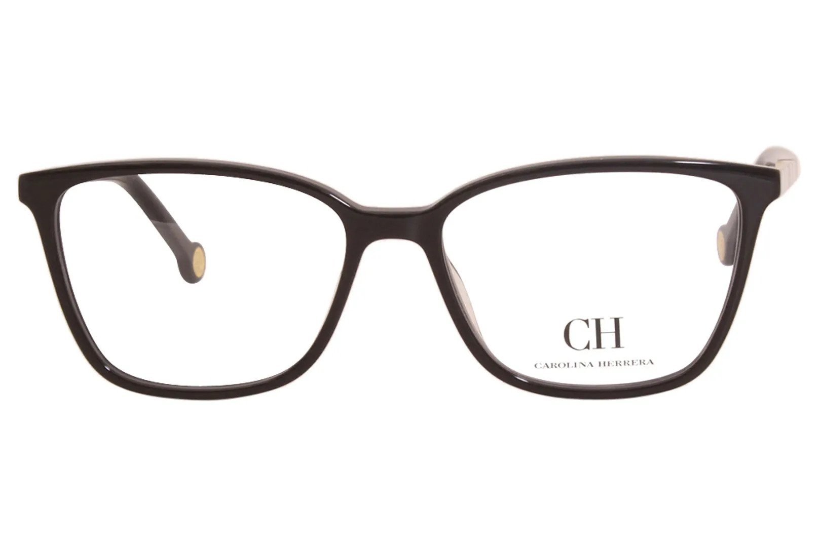 Carolina Herrera Eyeglasses VHE838K 0700 Black/White/Gold 53-15-135mm