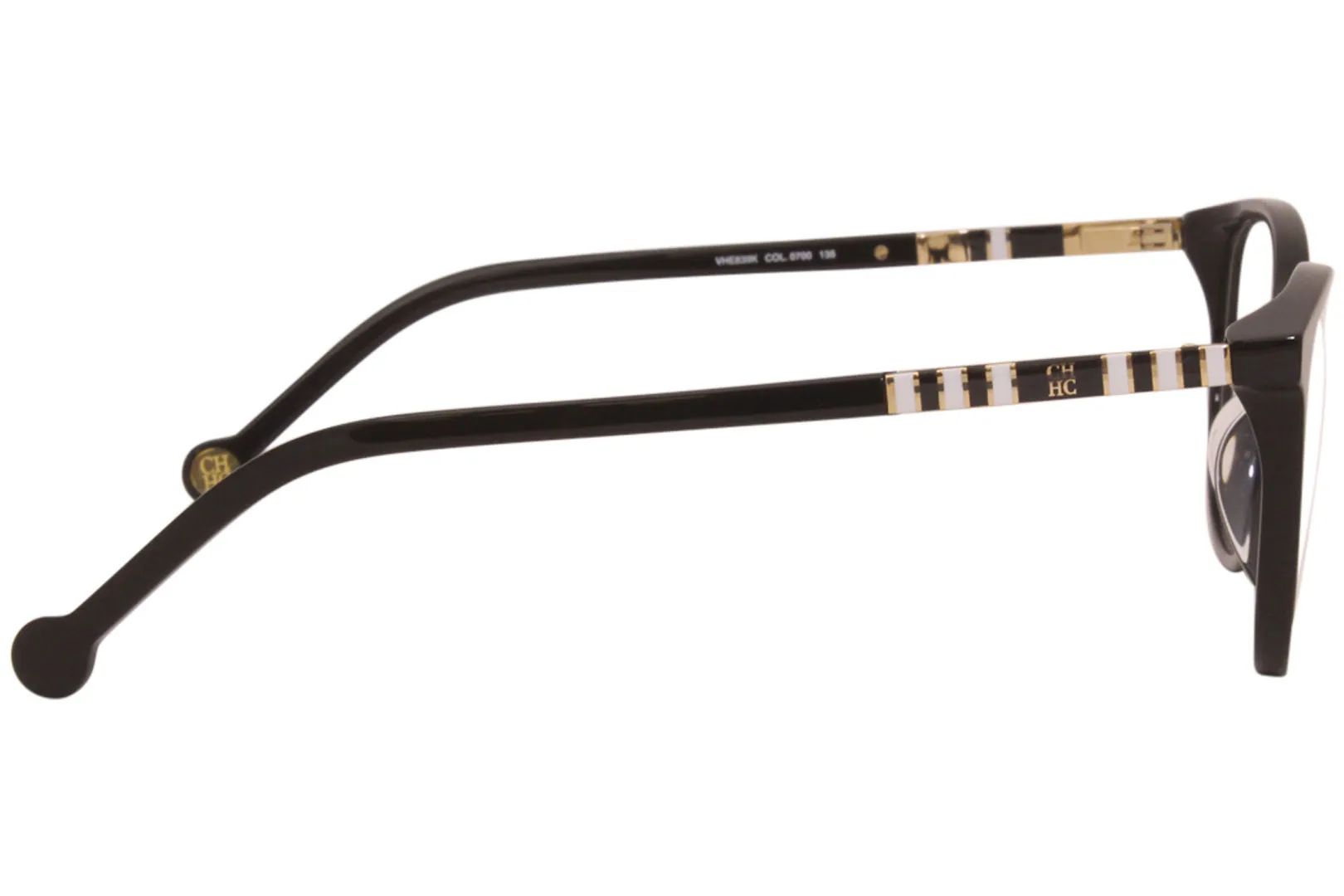 Carolina Herrera Eyeglasses VHE839K 0700 Black/White 53-16-135mm