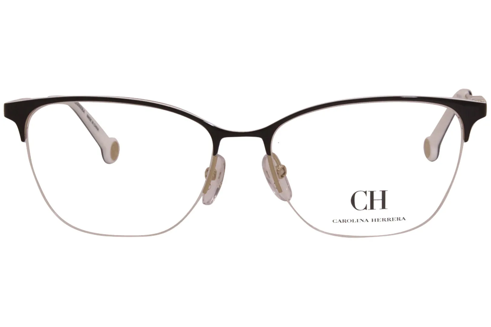 Carolina Herrera Eyeglasses Women's VHE163K 033M Black/White/Gold 54-16-140mm