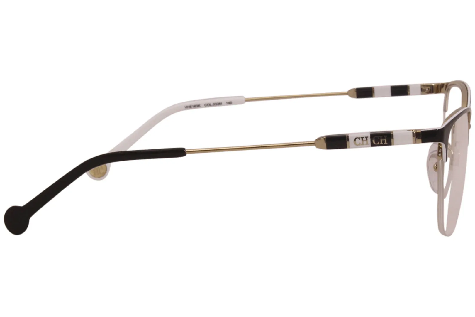 Carolina Herrera Eyeglasses Women's VHE163K 033M Black/White/Gold 54-16-140mm