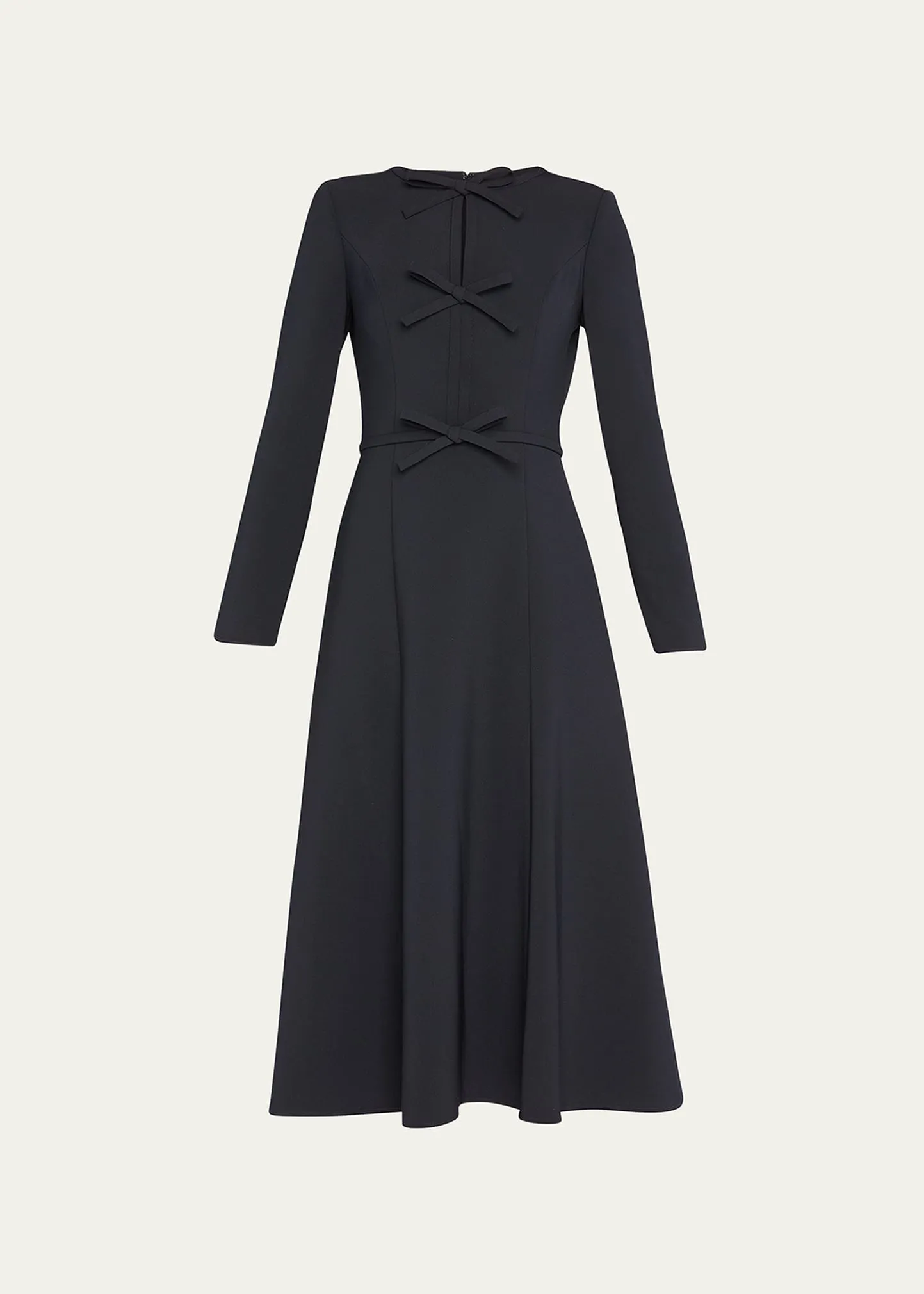 Carolina Herrera Triple Bow Keyhole-Front Midi Dress