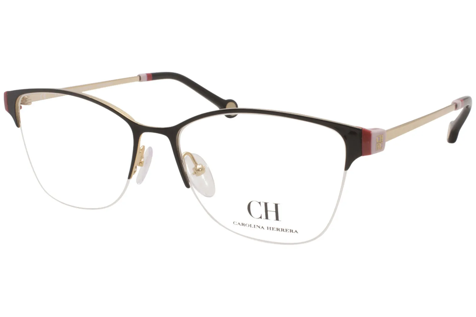 Carolina Herrera VHE137K Eyeglasses Women's Semi Rim Cat Eye Optical Frame