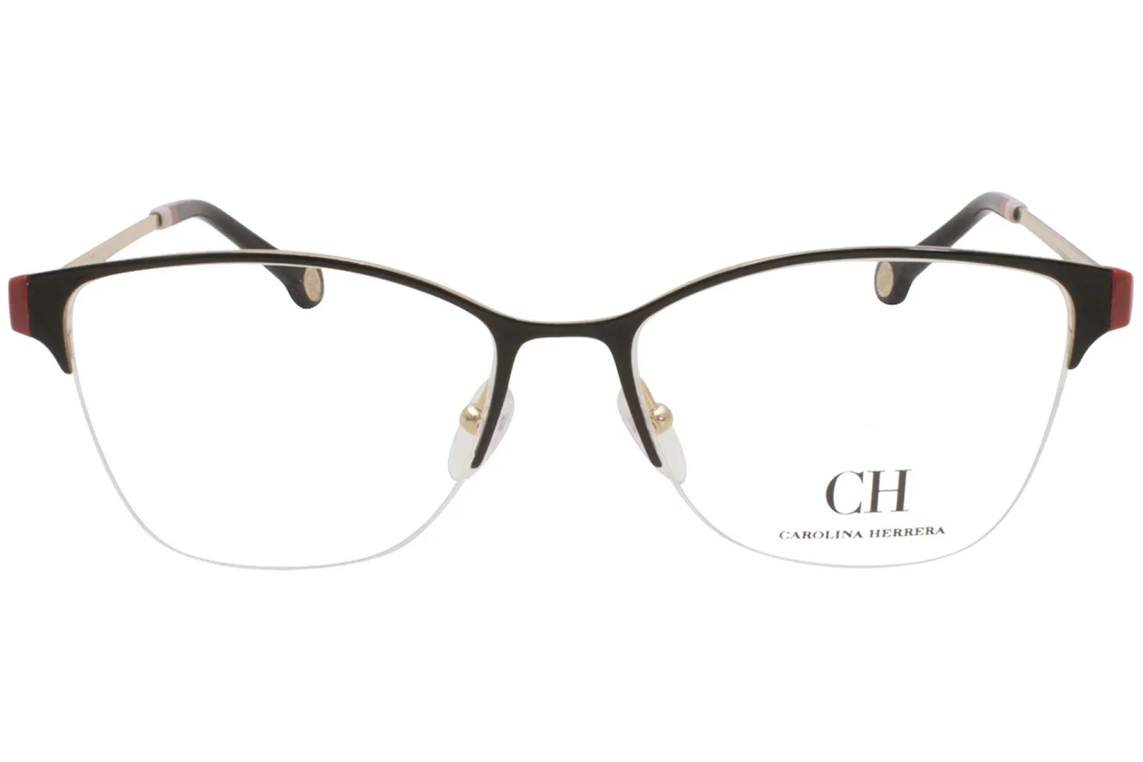 Carolina Herrera VHE137K Eyeglasses Women's Semi Rim Cat Eye Optical Frame