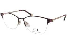 Carolina Herrera VHE137K Eyeglasses Women's Semi Rim Cat Eye Optical Frame