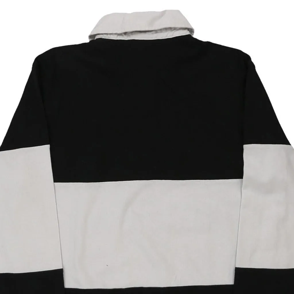 Champion Spellout Rugby Shirt - Medium Black & White Cotton