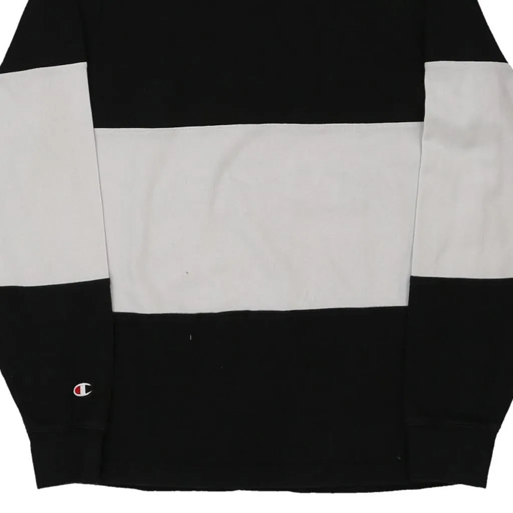 Champion Spellout Rugby Shirt - Medium Black & White Cotton