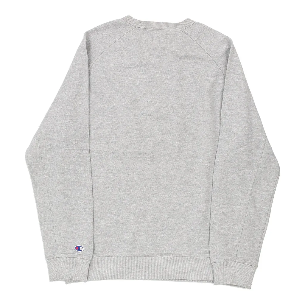 Champion Spellout Sweatshirt - Large Grey Cotton Blend