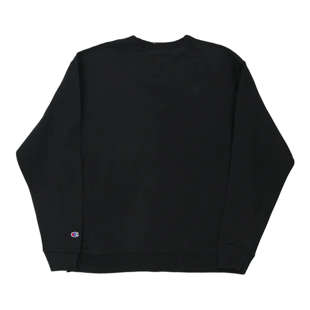 Champion Spellout Sweatshirt - XL Black Cotton Blend