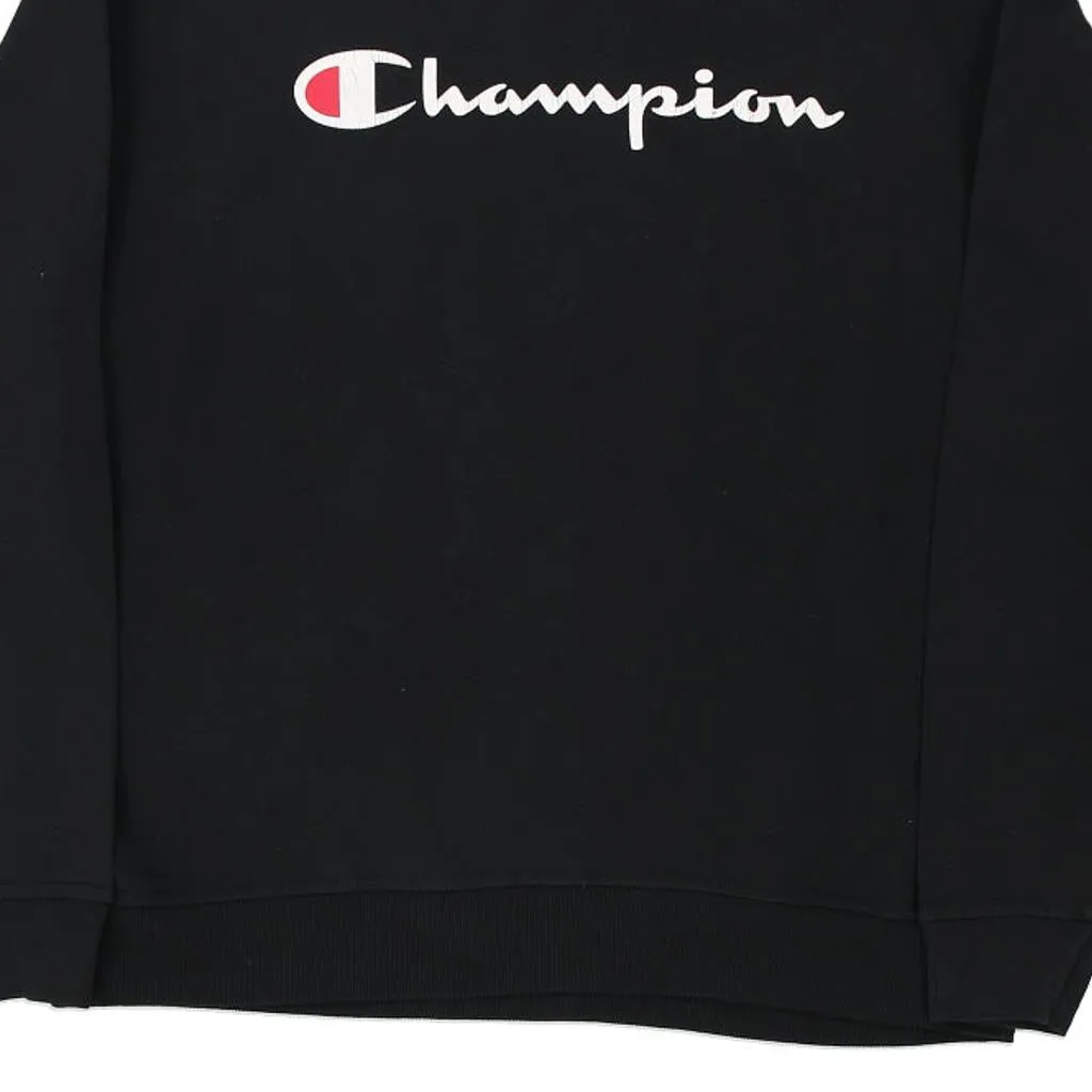 Champion Spellout Sweatshirt - XL Black Cotton Blend