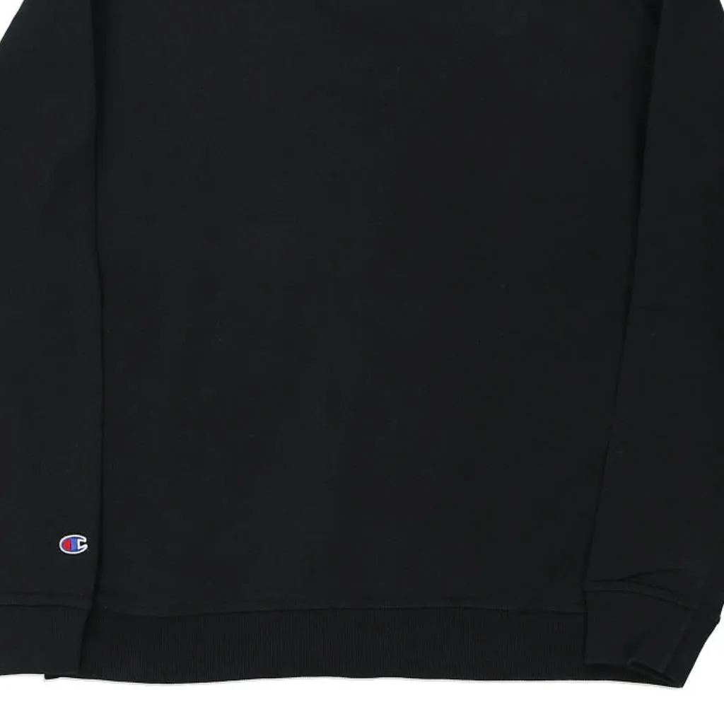 Champion Spellout Sweatshirt - XL Black Cotton Blend