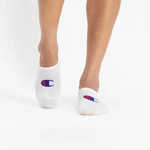 CHAMPION UNISEX NO SHOW 3PK WHITE SOCKS