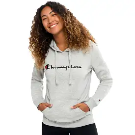 CHAMPION WOMEN'S SCRIPT OXFORD HEATHER GREY HOODIE