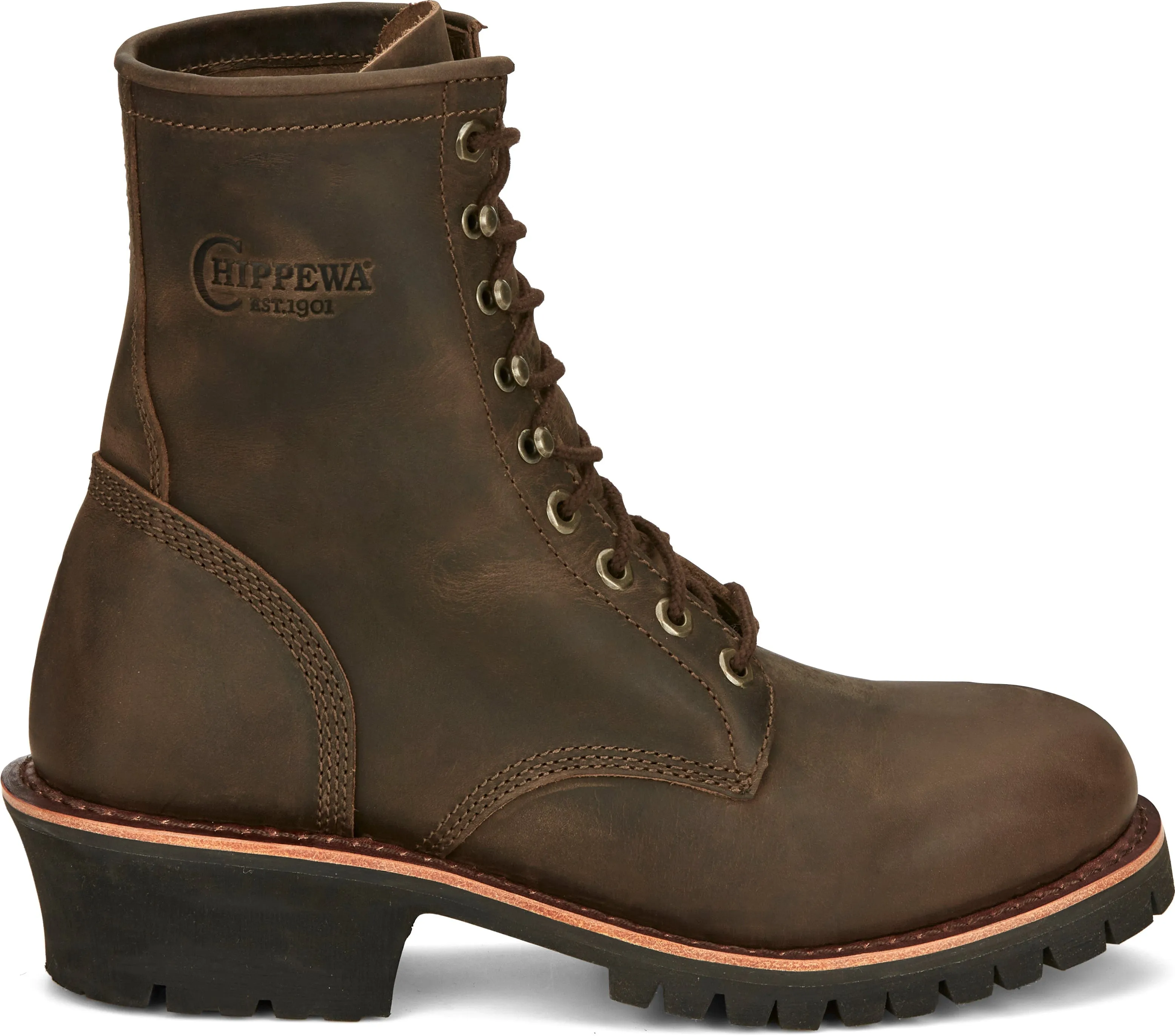 Chippewa Men's Brown Soft Toe Lace Up Logger Work Boots NC2090