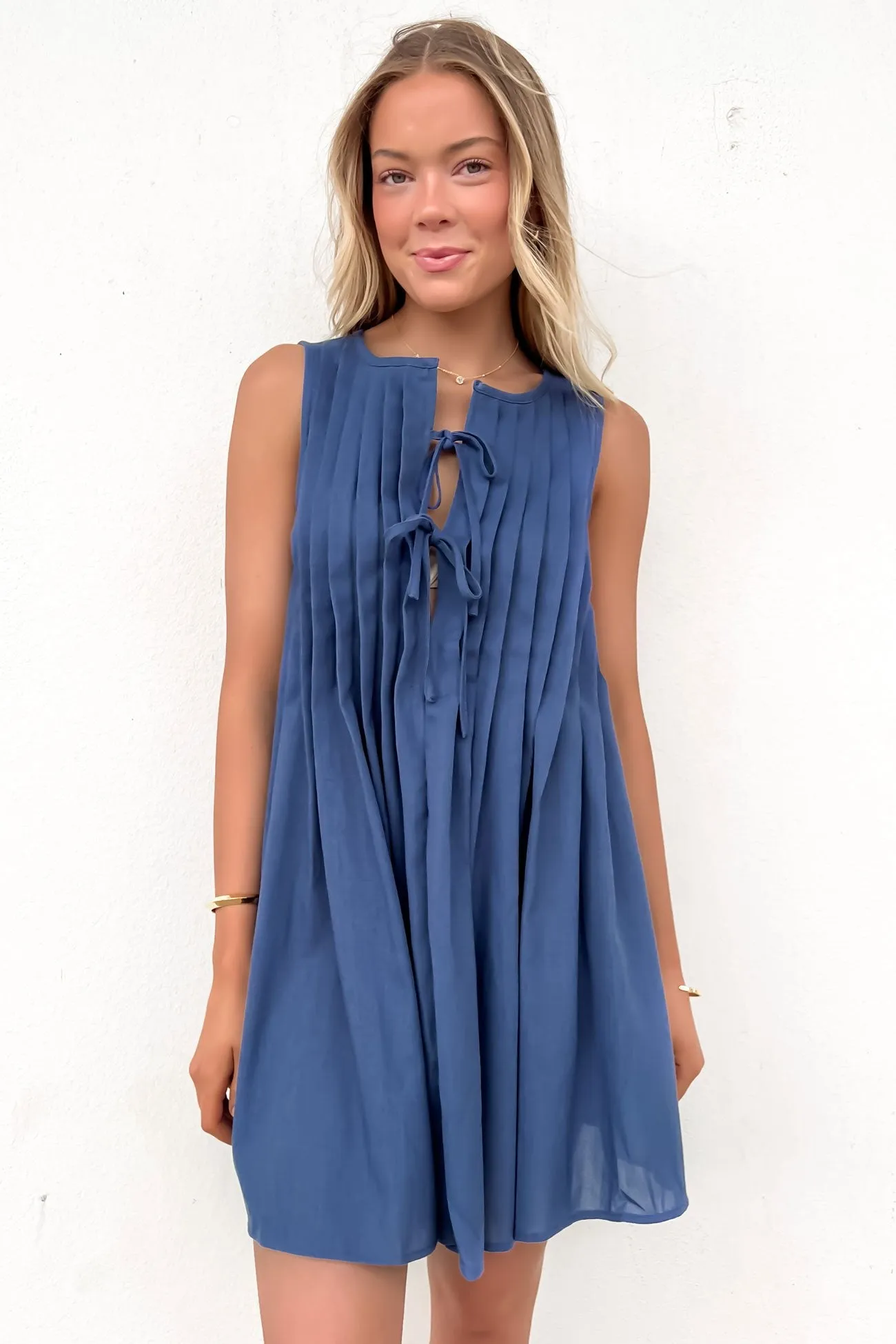 Clydette Mini Dress Ash Blue