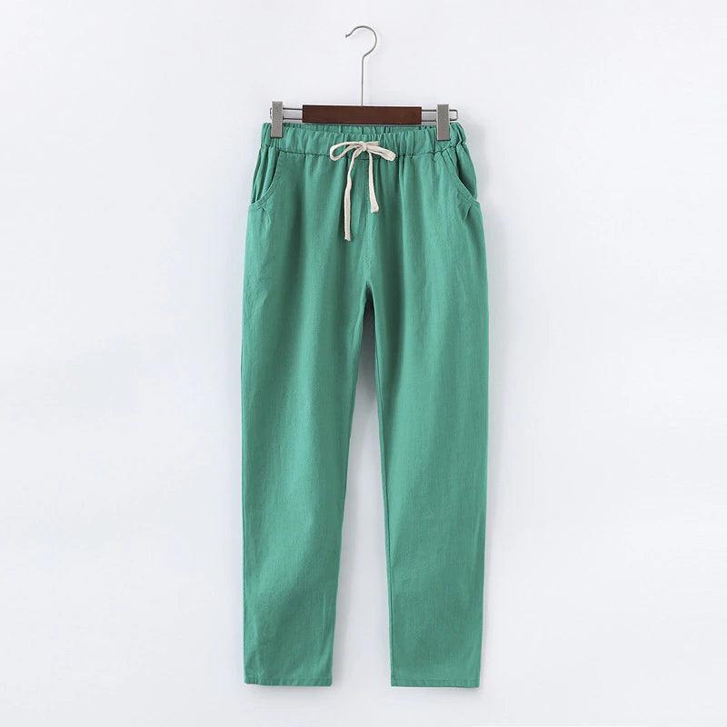 Cotton Linen Sweatpants Casual Harem Trousers