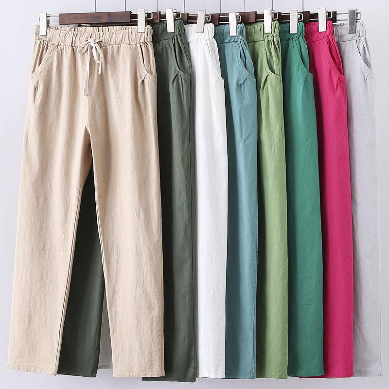 Cotton Linen Sweatpants Casual Harem Trousers