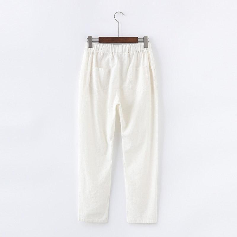 Cotton Linen Sweatpants Casual Harem Trousers