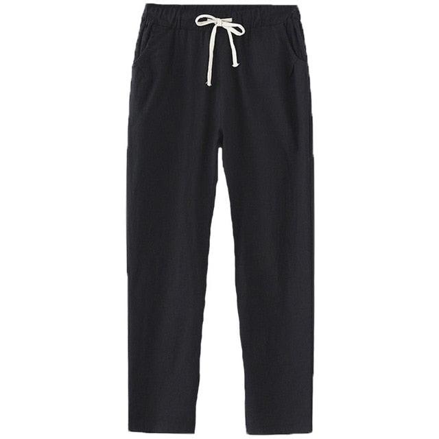 Cotton Linen Sweatpants Casual Harem Trousers