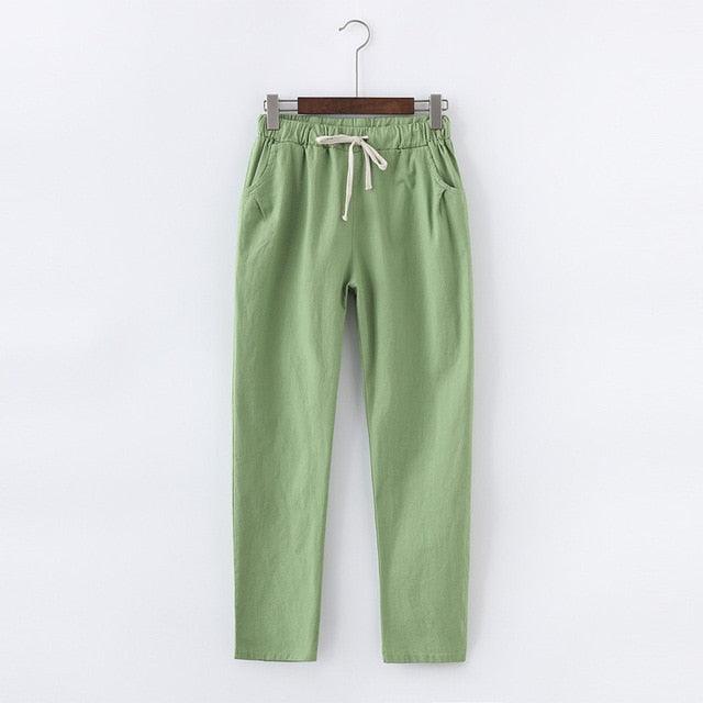 Cotton Linen Sweatpants Casual Harem Trousers