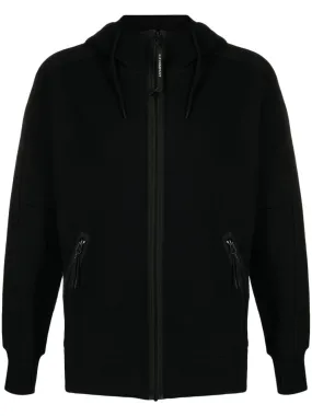 CP Company Sweat à capuche zippé Diagonal Raised Fleece Goggle Black