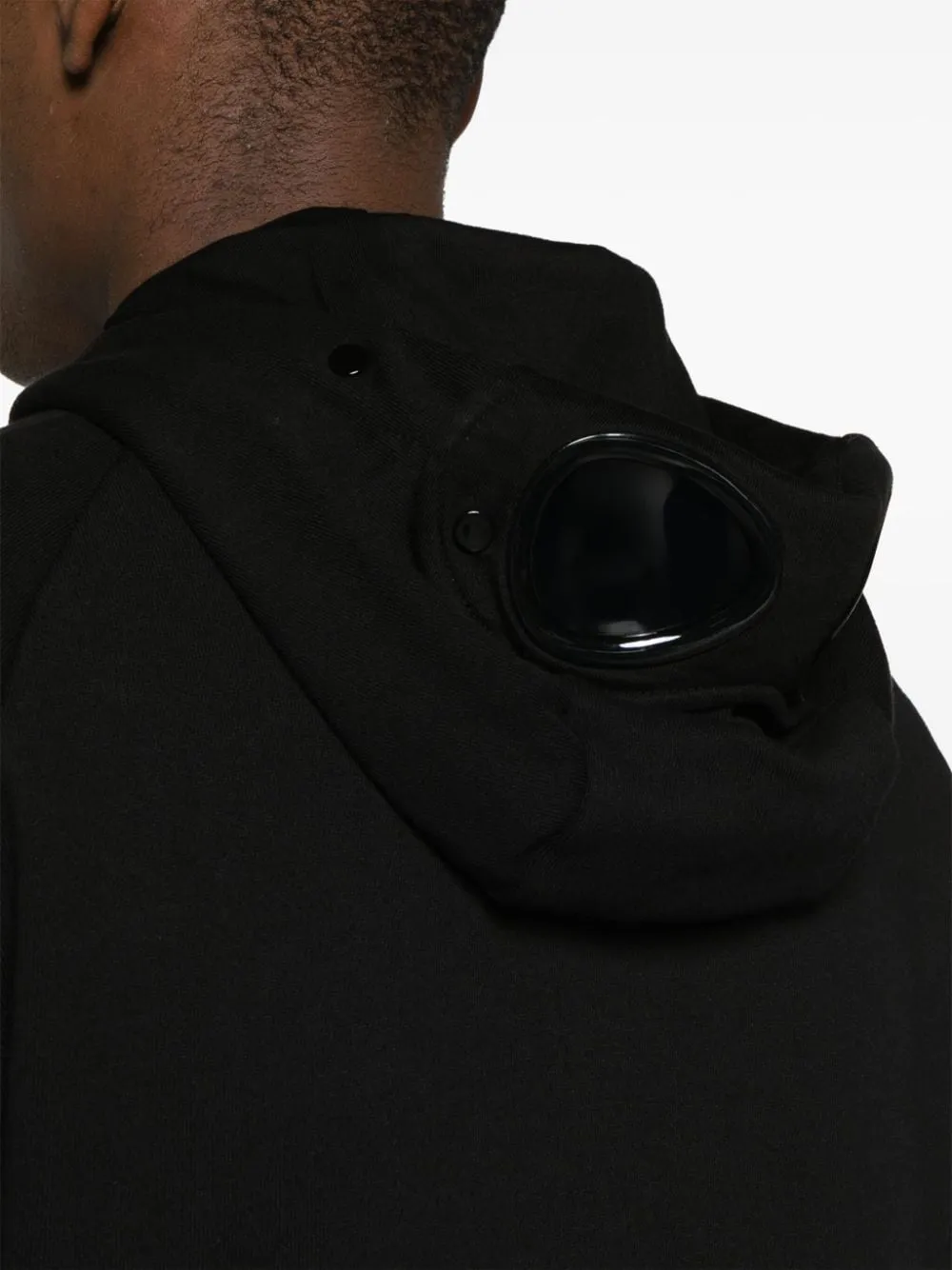 CP Company Sweat à capuche zippé Diagonal Raised Fleece Goggle Black