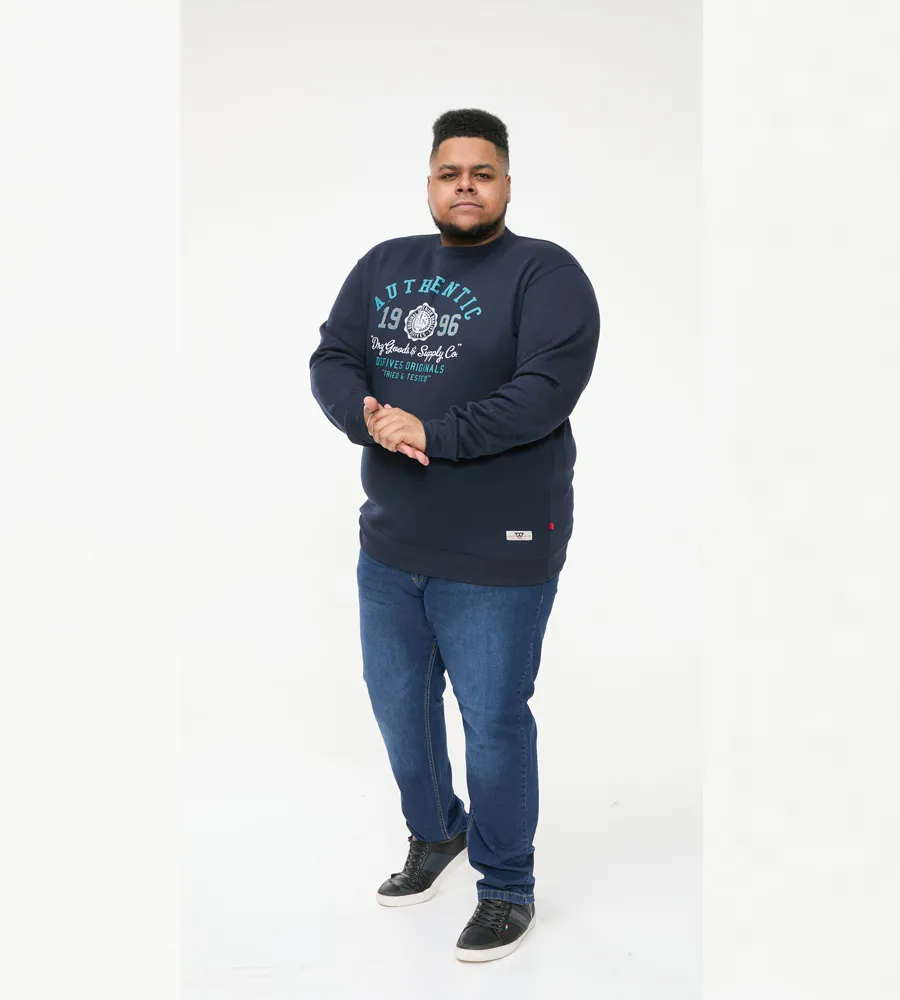 D555 Big Mens Navy Sweatshirt With Authentic Print (KEYWORTH)