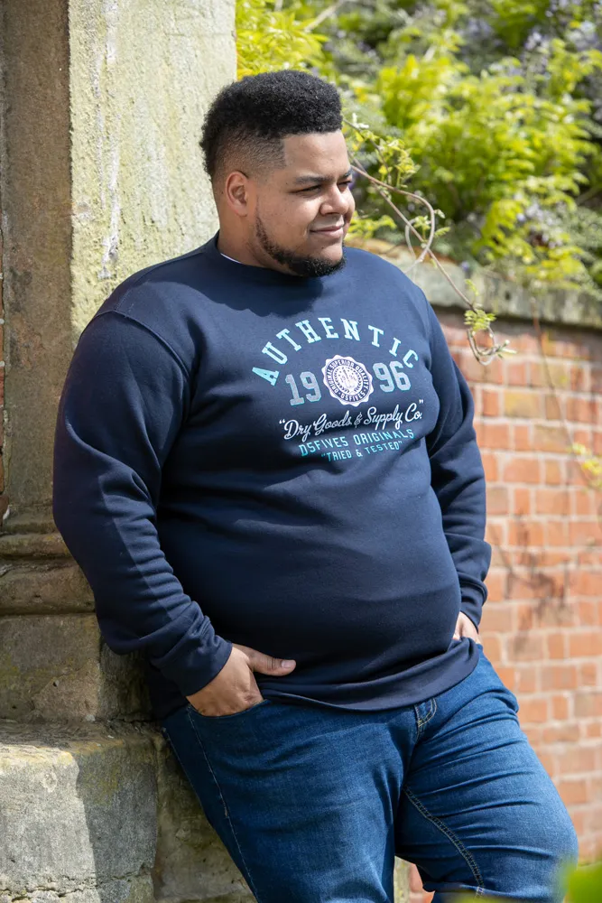 D555 Big Mens Navy Sweatshirt With Authentic Print (KEYWORTH)